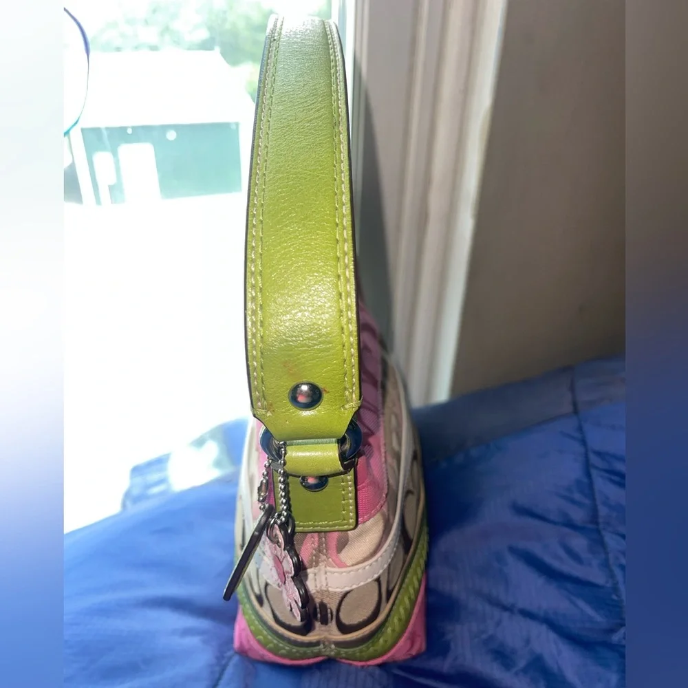 Coach Mini Bag in Pink and Lime Green - Picture 5 of 12